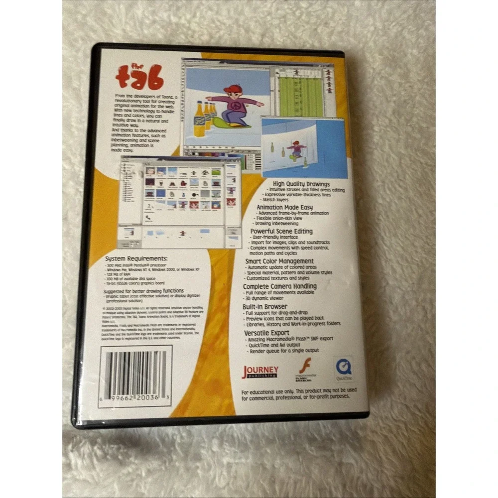 The Tab 2.0 Academic Toonz Animation Board PC CD ROM WIN Digital Video 2002 VTG